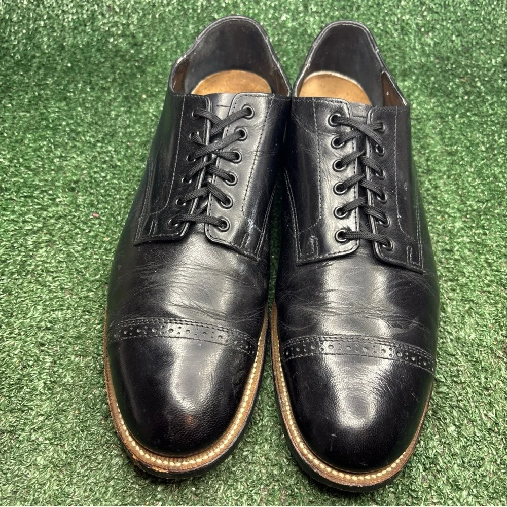 Vintage Stacy‎ Adams Madison Black Leather Cap Toe Dress Shoe 00012 Sz 9 E Wide